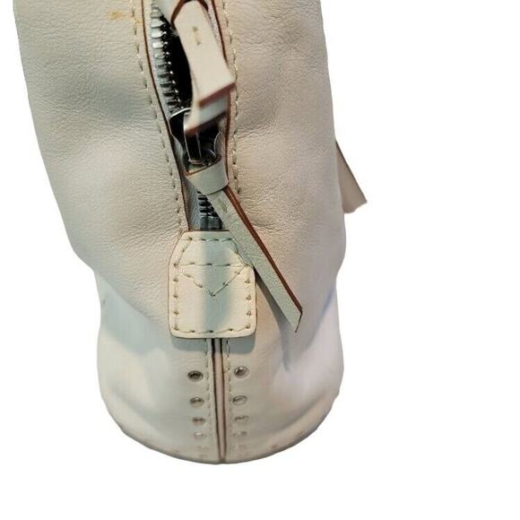 RARE MICHAEL KORS Duffle Handbag Leather Ivory Satchel Silver Stud Medium - Picture 12 of 15